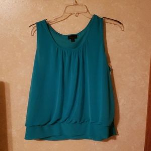 Teal banded bottom tank